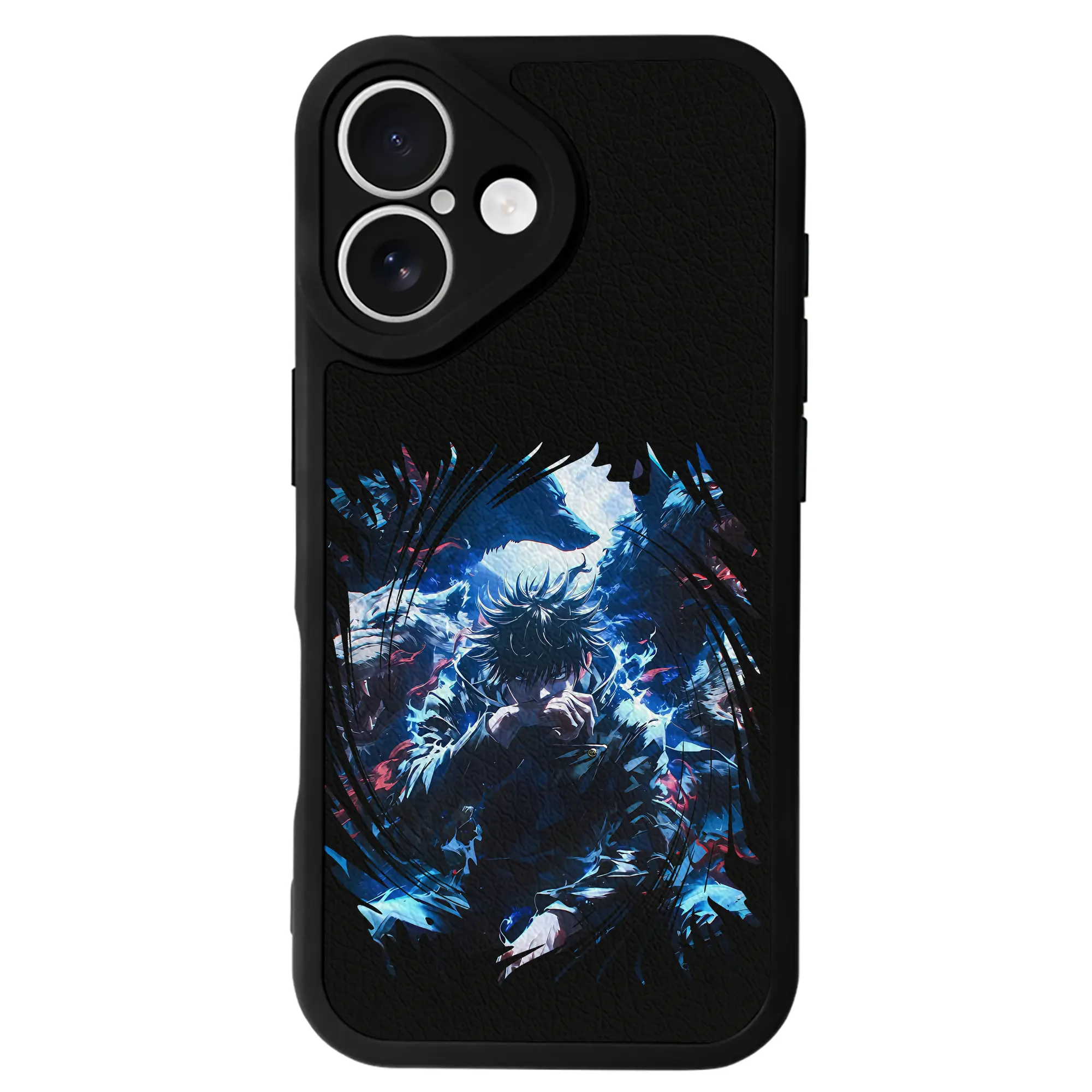 呪術廻戦 グッズ,伏黒 恵 - IPhone 16シリーズ対応 ・ シリコンスマホケース ・ レザー調 ・ 高精度フィット ・ 耐衝撃 ・ ワイヤレス充電対応 ・ 精密カット